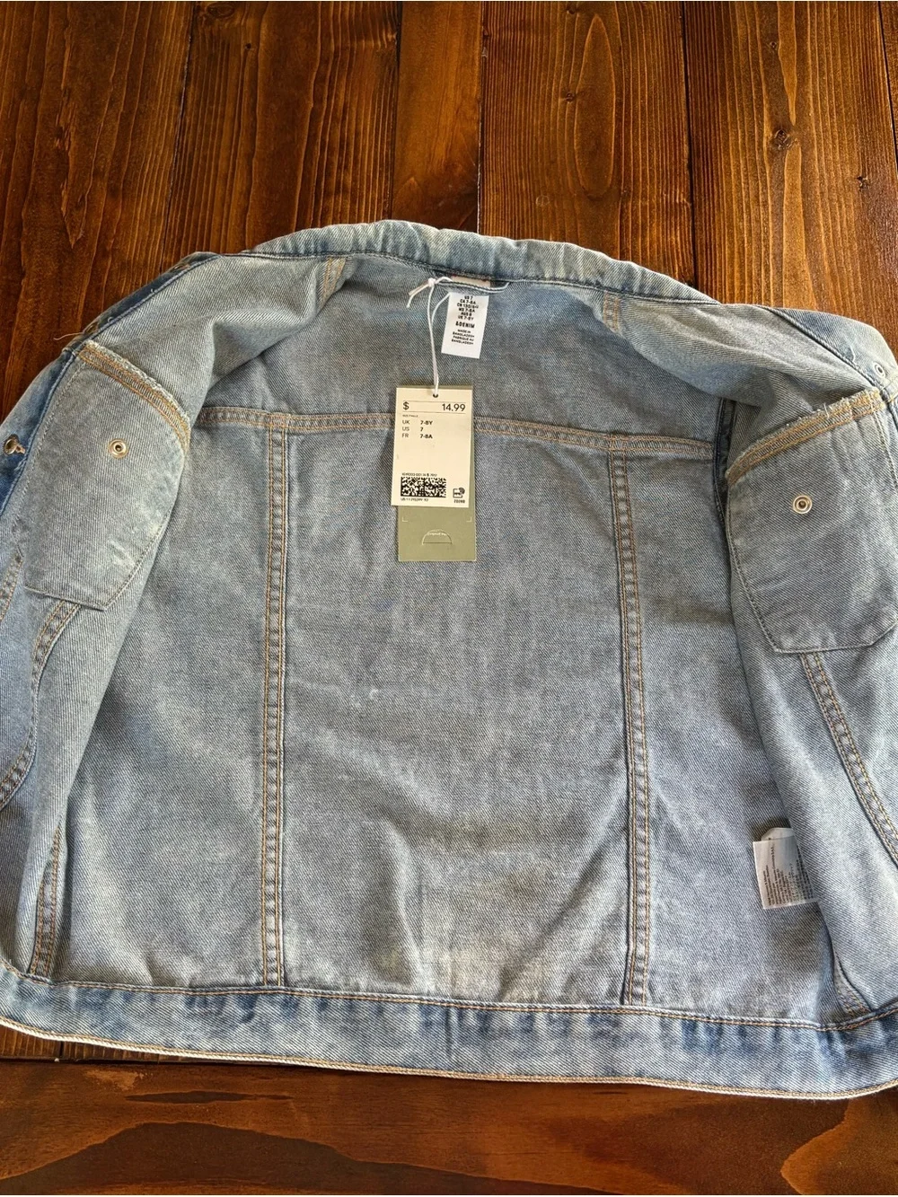 H&M Girls Blue Denim Vest Button Front Collared w/ Pockets Size 7